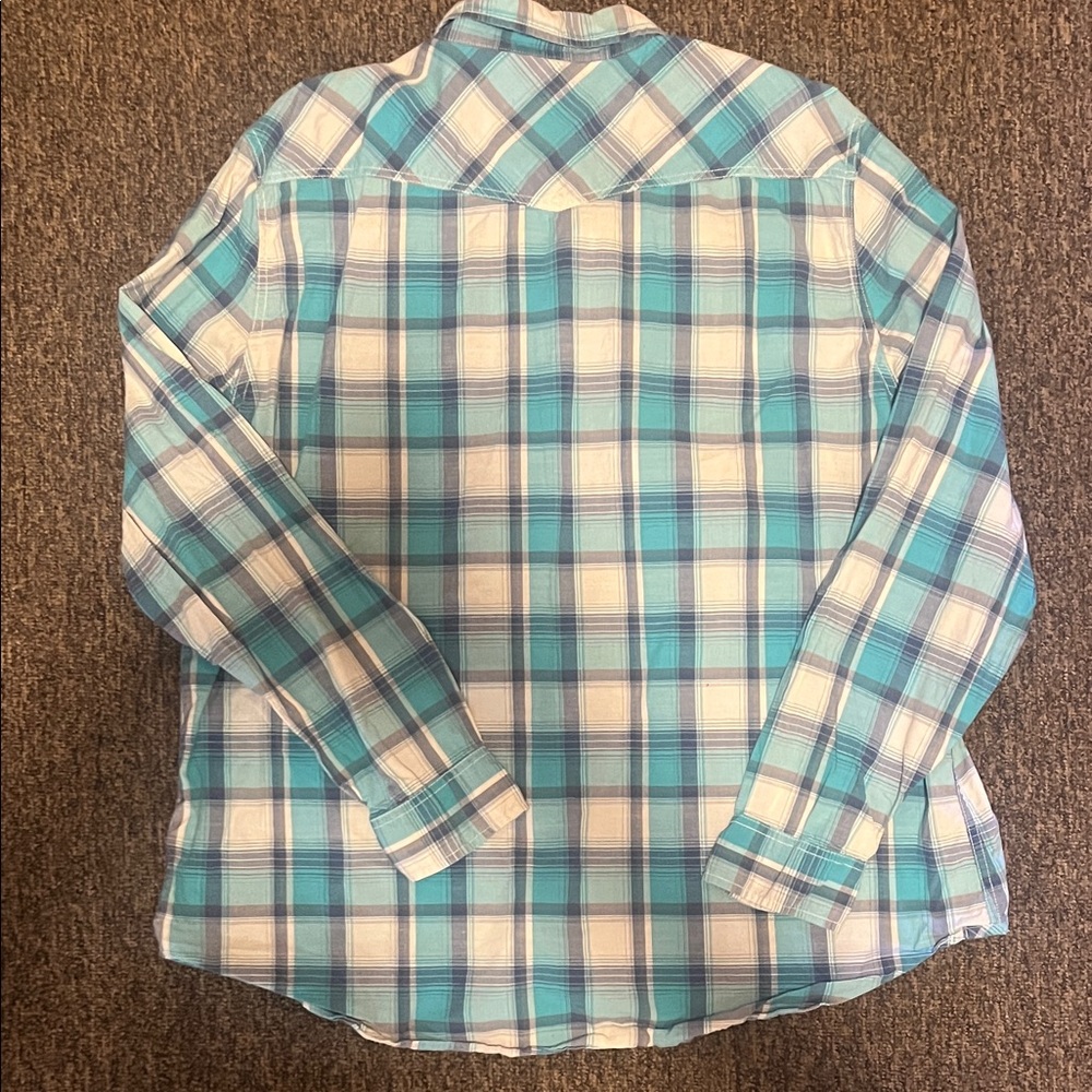 American Eagle Outfitters Blue and White Plaid Dress Shirt - Picture 3 of 3